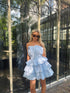 Light Blue Tiered Pleated Mini-Dress