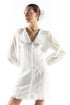White Button Through Mini Dress with Volume Sleeve