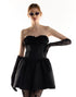 Black Trapless Ruffled Bustier Mini Dress