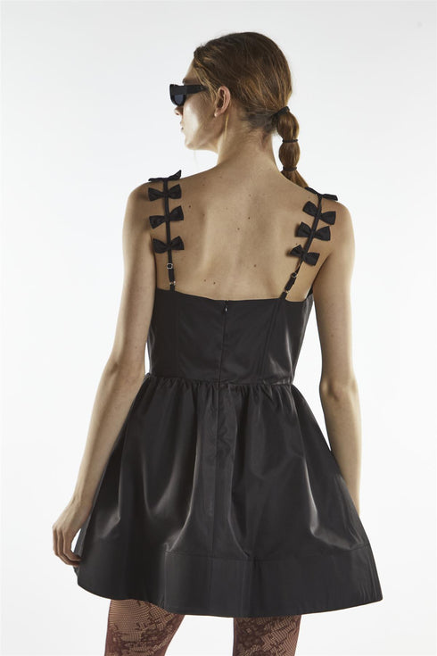 Bow Strap Mini Dress - Charli Black