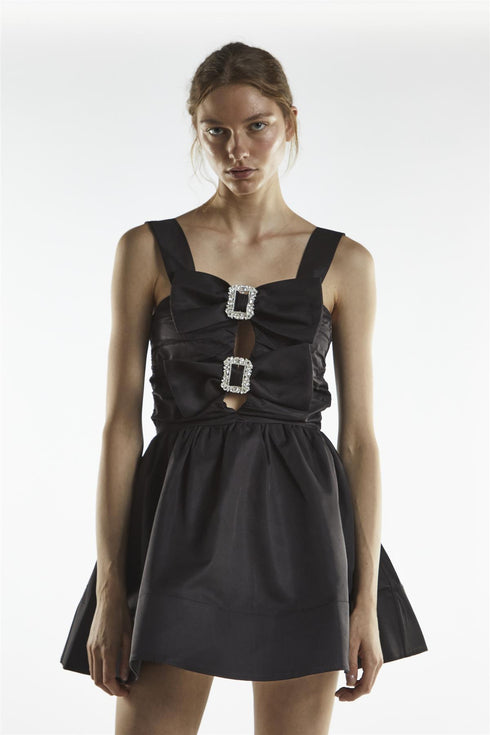 Black Diamante Buckle Mini-Dress