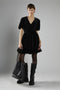 Black Velvet Short Sleeve Skater Mini Dress