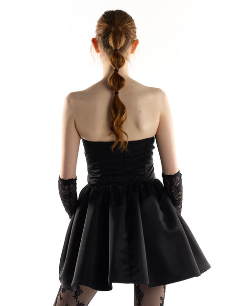 Black Trapless Ruffled Bustier Mini Dress