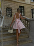 Light-Pink Square-Neck Mini-Dress