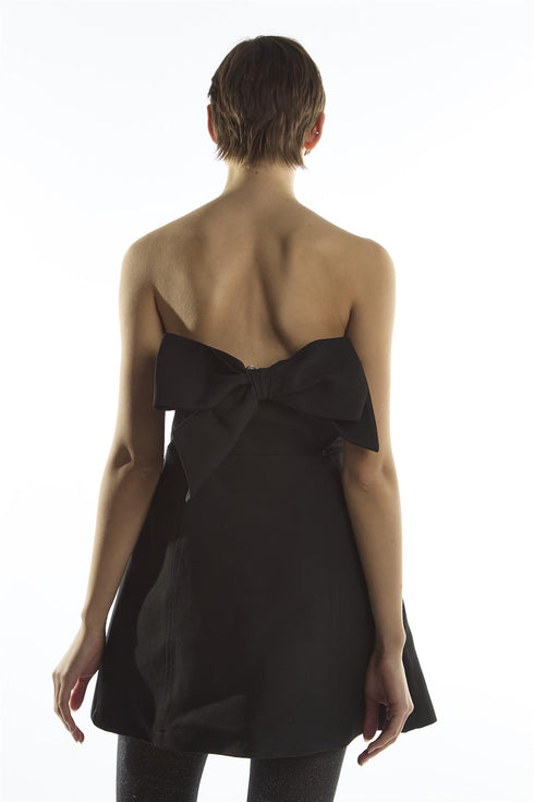 Black Bandeau Bow Mini-Dress