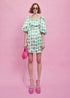 Blair Puff Sleeve Mini-Dress - White-Green