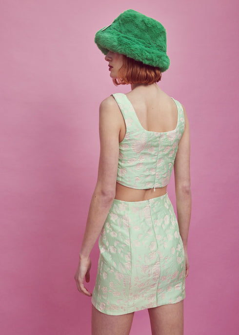 Naomi Co-ord Mini Skirt - Green/Pink