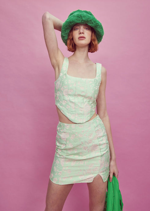 Naomi Co-ord Mini Skirt - Green/Pink