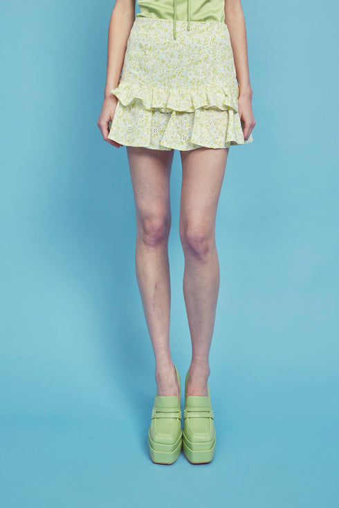 Petite Quinn Co-ord Tiered Ruffle Mini-Skirt - Yellow