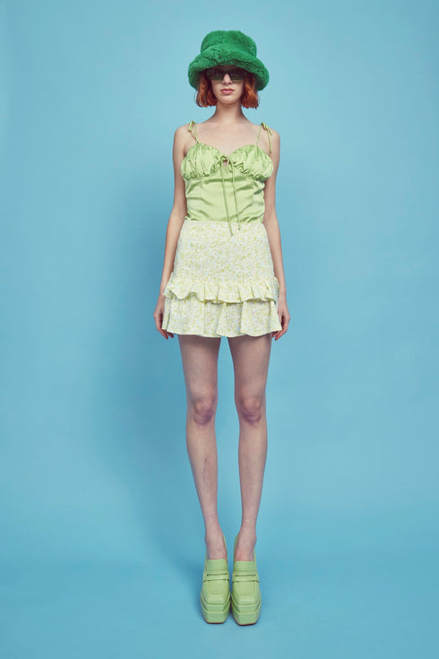 Petite Quinn Co-ord Tiered Ruffle Mini-Skirt - Yellow