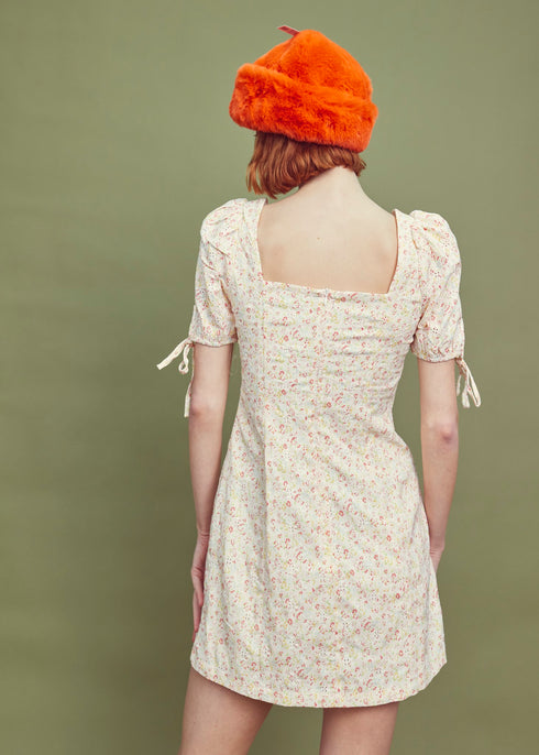 Brooke Puff Sleeve Mini Dress - Pastel Pink