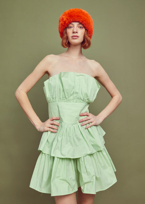 Gemma Bandeau Ruffle Mini Dress - Green
