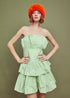 Gemma Bandeau Ruffle Mini Dress - Green