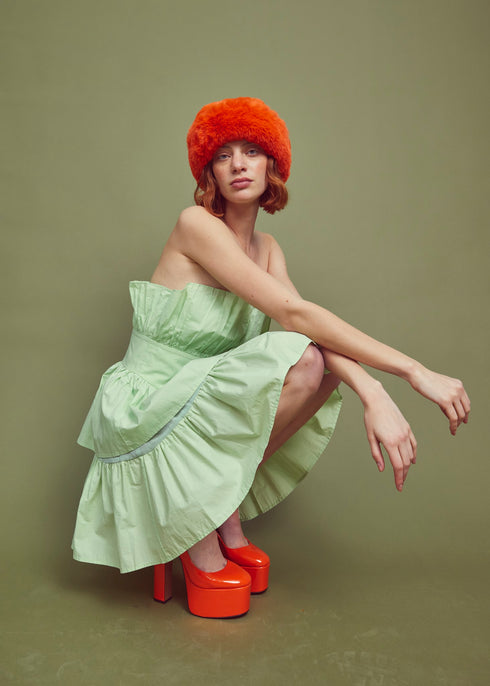 Gemma Bandeau Ruffle Mini Dress - Green