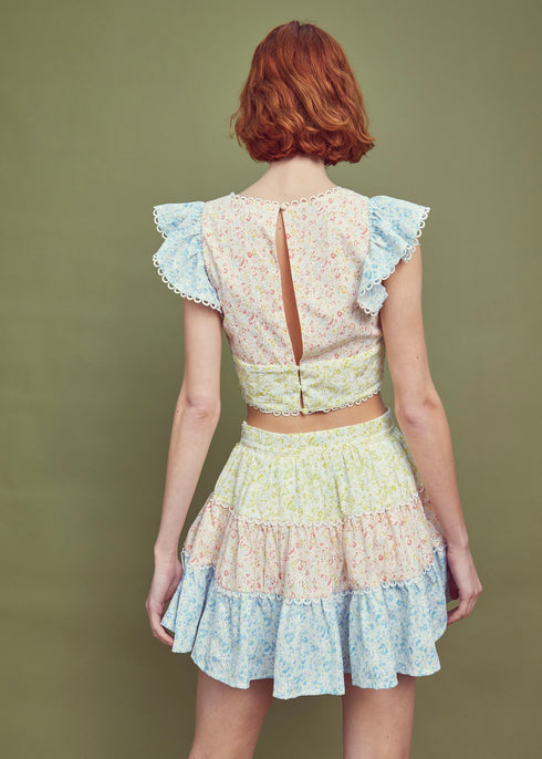 Birdie Co-ord Ruffle V-Neck Crop-Top