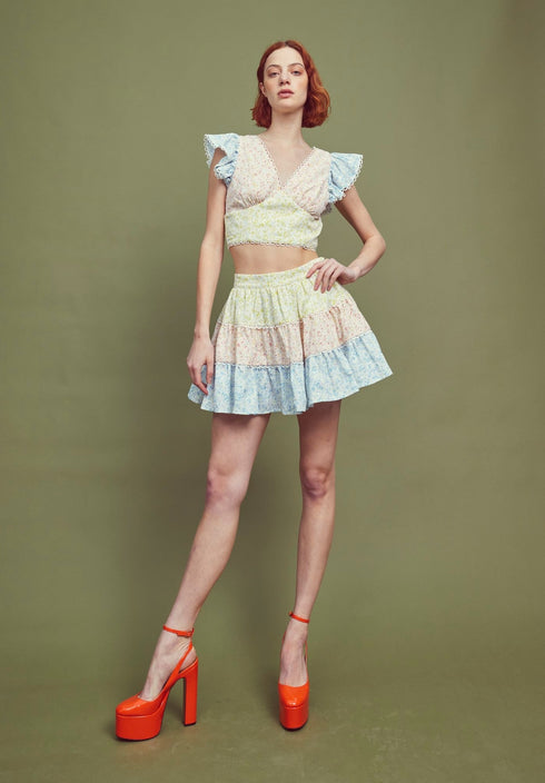 Birdie Co-ord Ruffle V-Neck Crop-Top