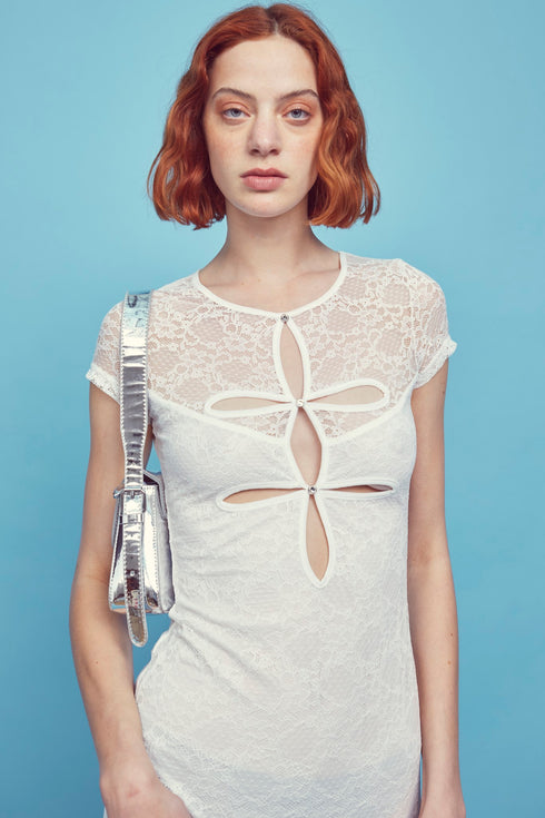 Erin Cut-Out Midi Dress - White