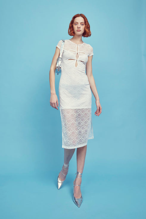 Erin Cut-Out Midi Dress - White