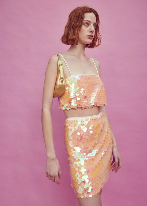 Lana Petite Co-ord Strappy Crop Top - Apricot