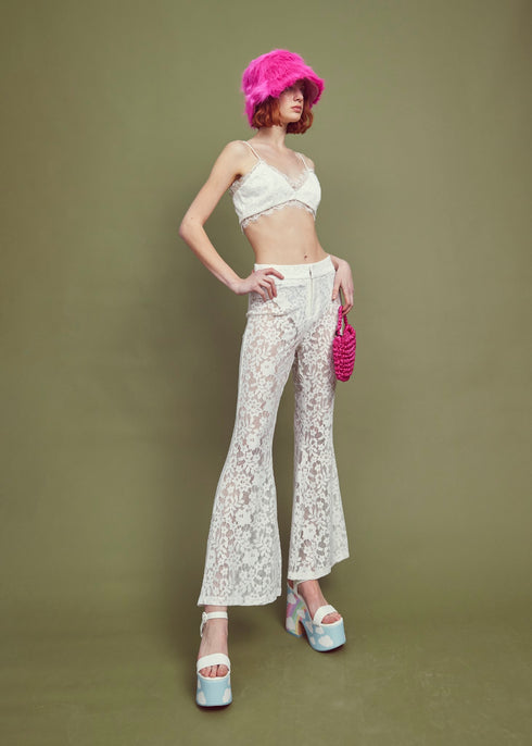 Petite Flora Co-ord Lace Trim Bralet - Ivory