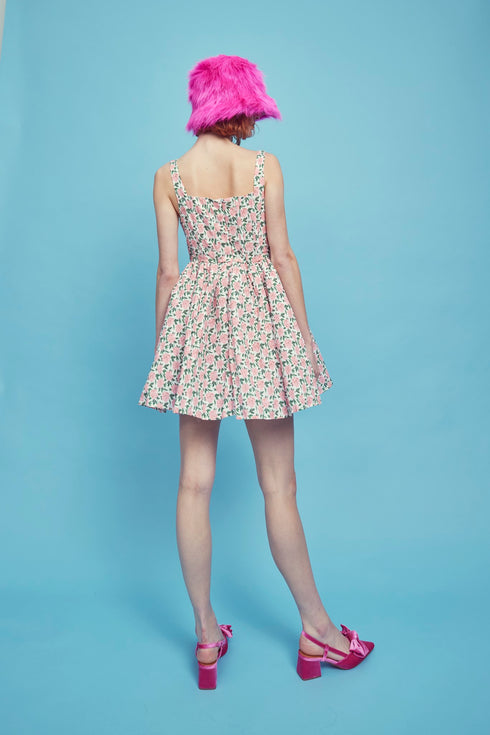 Petite Jamie Corset Mini Dress - Pink/Green