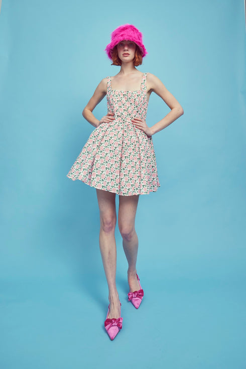 Petite Jamie Corset Mini Dress - Pink/Green