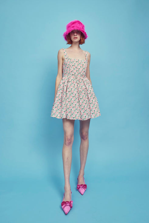 Petite Jamie Corset Mini Dress - Pink/Green