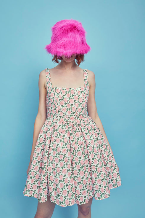 Petite Jamie Corset Mini Dress - Pink/Green