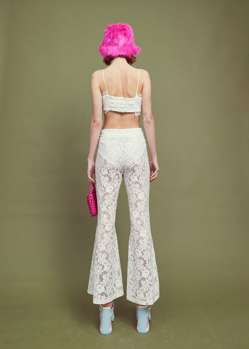 Petite Flora Co-ord Flared Trousers - Ivory