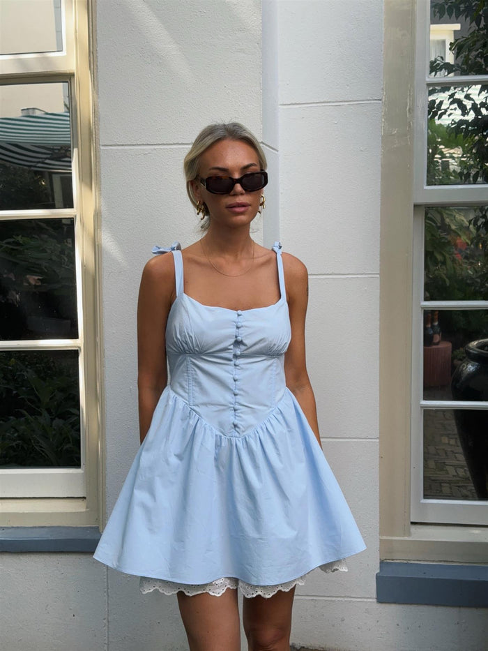 windsor blue skater dress So Darling Woven Drop-Waist Skater Dress