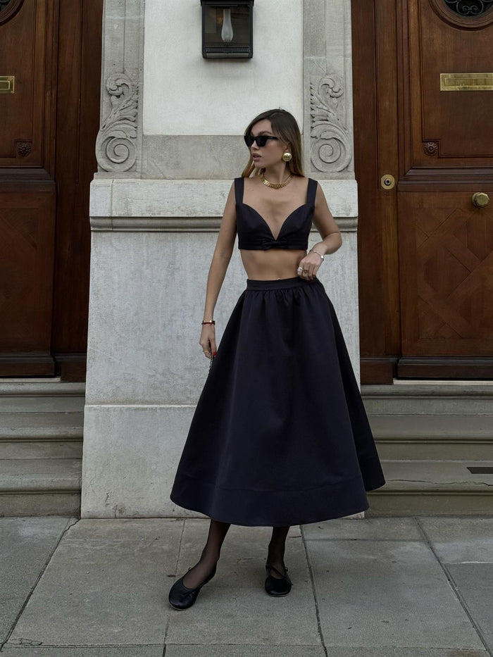 collective the label Black Audrey Co-ord Skater Midi-Skirt