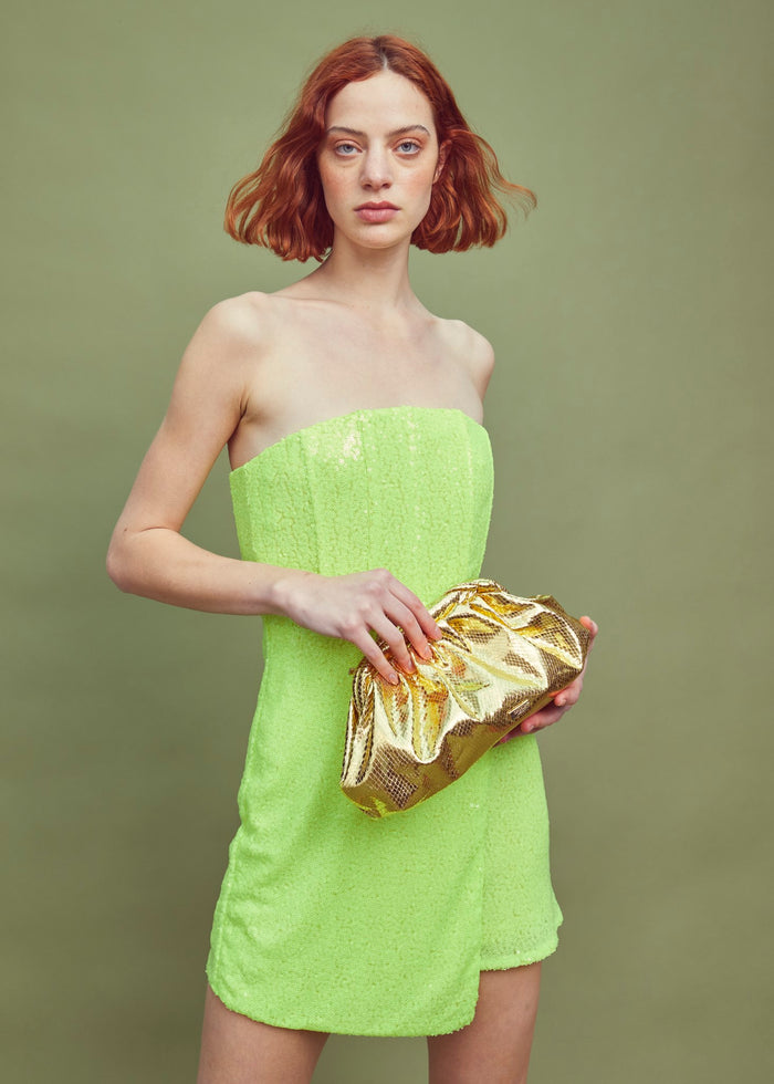 collective the label Stella Sequin Corset Mini Dress - Acid Green